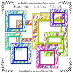 Whispy Feathers Digital Frames - 8 in Set