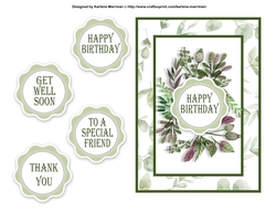 Soft Floral Card Topper - Olive Green