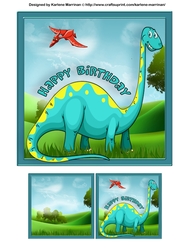 Dinosaur - Bronti Birthday Card Topper 