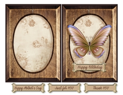 Wood Frame Series Card - Brown Butterfly