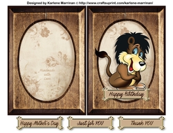 Wood Frame Series Card - Lion