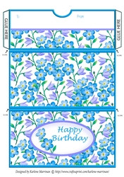 Lilac and Blue Happy Birthday Money/Voucher Wallet/Pocket/Envelope