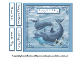 Dolphins in the Deep Blue Sea Card Topper