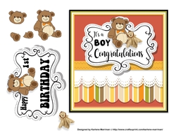 Its a Boy 1st Birthday Bear Card Topper