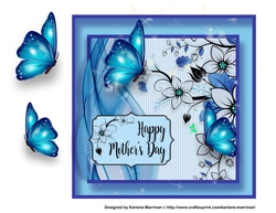 Beautiful Blue Butterfly Mothers Day Card Topper