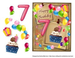 Birthday Bright Card Topper - 7th Birthday