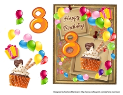 Birthday Bright Card Topper - 8th Birthday