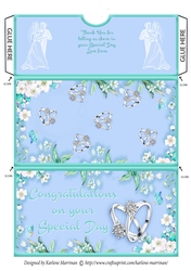 Beautiful Blue Wedding Ring Gift/Money Voucher Wallet/Envelope