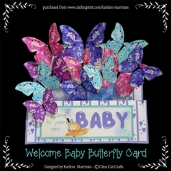 Welcome New Baby Butterfly Folded card