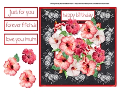 Red Flower Blackboard Frame Card Topper