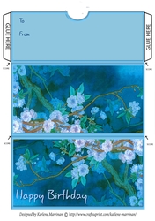 Teal Blooms Happy Birthday Money/Voucher Wallet/Pocket/Envelope