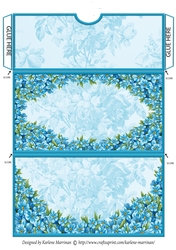 Blank Floral Voucher/Money Wallet/Pocket Envelope - Turquoise