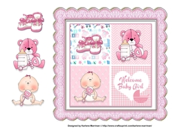 Baby Girl Squares - Card Topper