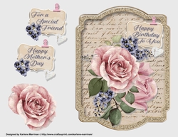 Vintage Handwritten Floral Card Topper - Rose