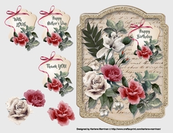 Vintage Handwritten Floral Card Topper - Mixed Flowers