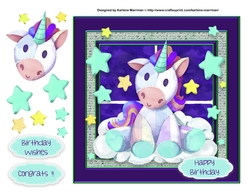 Baby Unicorn Birthday Card Topper