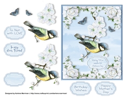 Winter Bloom Bird Card Topper
