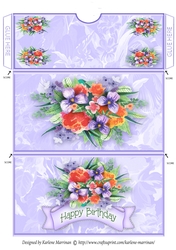 Floral Bouquet Voucher/Money Envelope/Wallet/Pocket - Happy Birthday