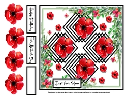 Red Floral Trellis Card Topper