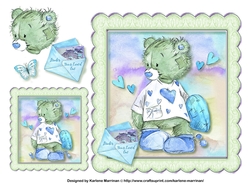 Sending Love Bear Card Topper and Gift Tag - Green