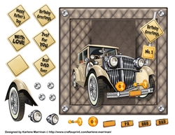 Male Car on Card Topper - Vintage Baby