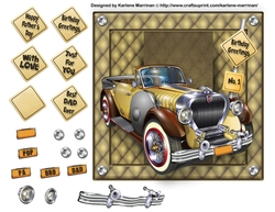 Male Car on Card Topper - Mustard Two Tone