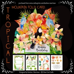 Colourful Tropical Mountain Fold Card.