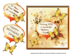Soft Yellow Butterfly Card Topper - Mothers Day