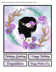 Bo Ho Silhouette Ladies Floral Card Topper