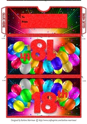 Bright Balloon Spray Money/Voucher/Gift Wallet/Pocket/Envelope - 18th Birthday