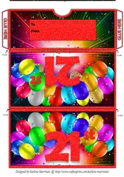 Bright Balloon Spray Money/Voucher/Gift Wallet/Pocket/Envelope - 21st Birthday