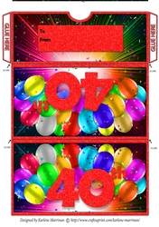 Bright Balloon Spray Money/Voucher/Gift Wallet/Pocket/Envelope - 40th Birthday - Red