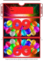 Bright Balloon Spray Money/Voucher/Gift Wallet/Pocket/Envelope - 60th Birthday - Red