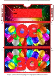 Bright Balloon Spray Money/Voucher/Gift Wallet/Pocket/Envelope - 30th Birthday - Red