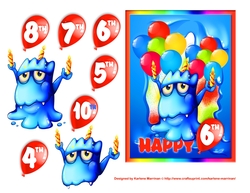 Birthday Monster Age Birthday Card Topper