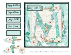 Floral Alphabet Card Topper - Letter M