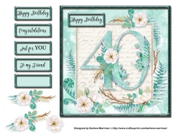 Floral Number Card Topper - 40th Birthday