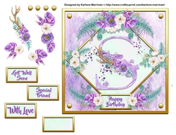 Metallic Gold & Mauve Boho Style Floral Alphabet Card Topper - S