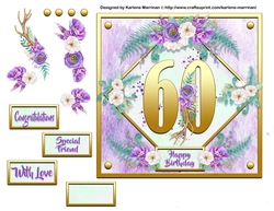 Metallic Gold Age Floral Card Topper - 60