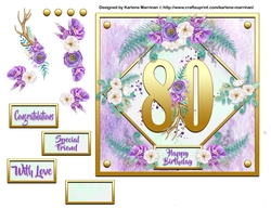 Metallic Gold Age Floral Card Topper - 80