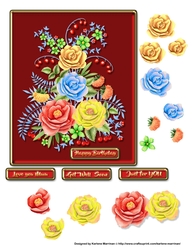 Floral on Red Card Topper