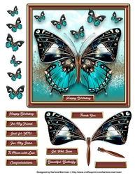 Mounted Butterfly Card Topper Turquoise