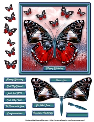 Mounted Butterfly Card Topper - Red
