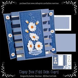 Blue Pattern and White Daisy Box Fold Card