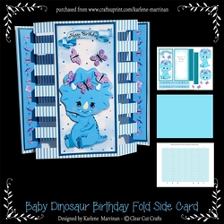 Baby Blue Dinosaur Box Fold Card