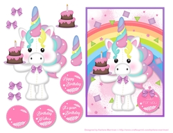 Pretty Rainbow Unicorn Card Topper