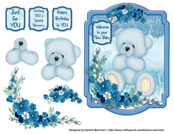 Everythings Blue Teddy Bear Card Topper