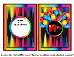 Over the Top Colour 19th Birthday Card Topper & Inner
