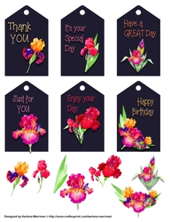 Stunning iris Gift Tags with Decoupage