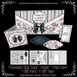 Envelope Look Floral Card Set - Moody